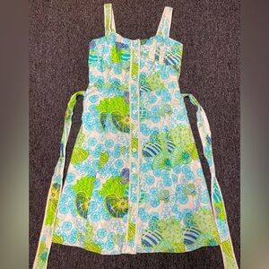 Vtg Lilly Pulitzer Button Down Sea Shell & Sand Dollar Print Cotton Dress Size 4